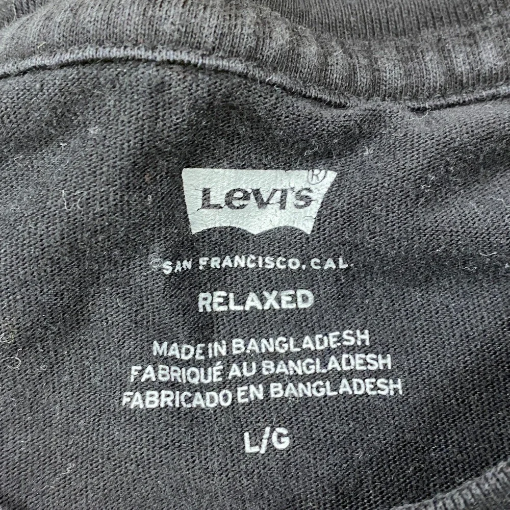 Levi's Long Sleeve Shirt Mens L Relaxed Cotton Graphic Tee Black Streetwear
